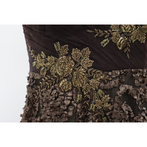 Karishma Indian Gown Size Medium Brown with Gold Floral Beading - Picture 10 of 16